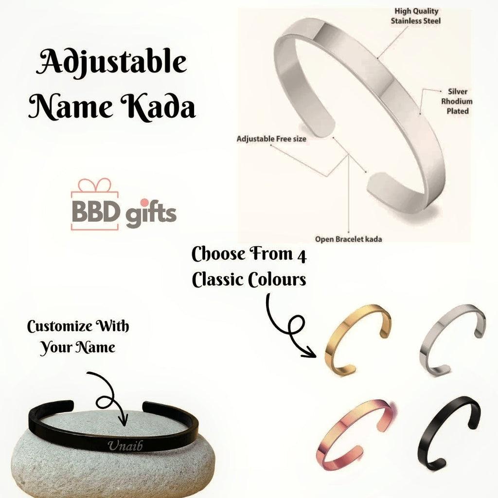 Custom Name Adjustable kada/Bracelet – Engraved Gift for Men & Women