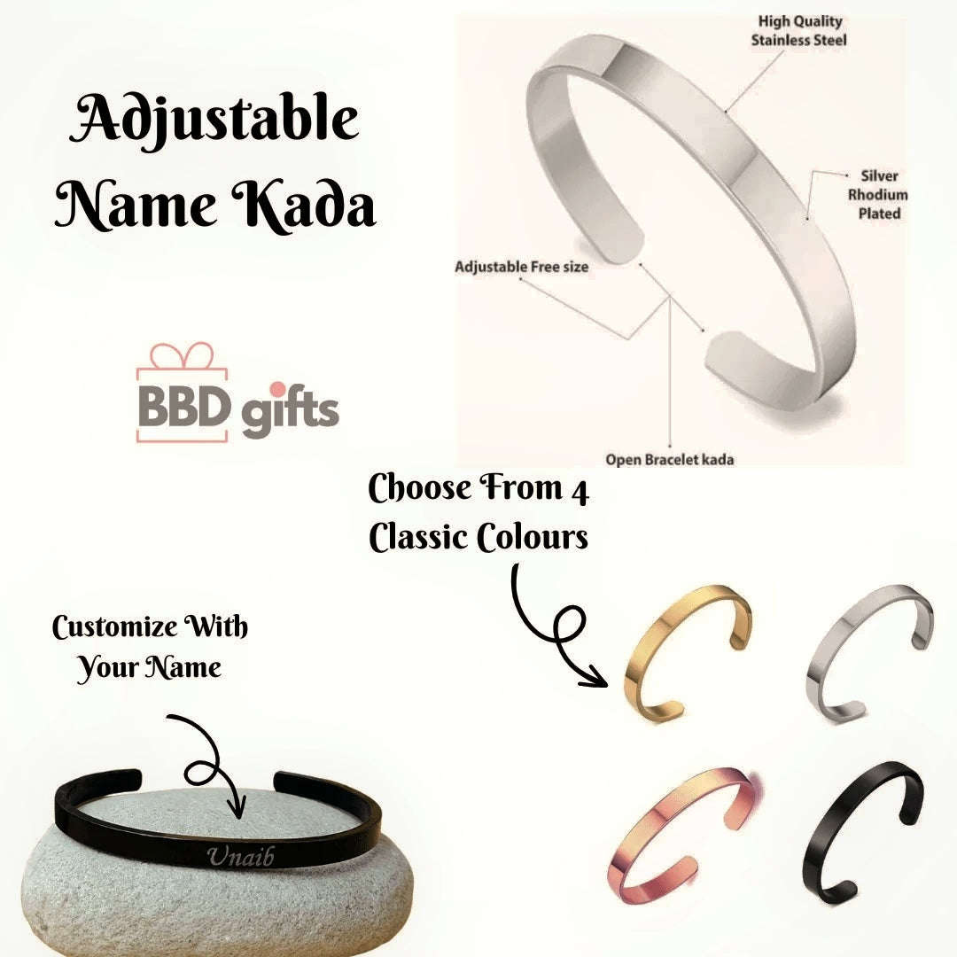 Custom Name Adjustable kada/Bracelet – Engraved Gift for Men & Women