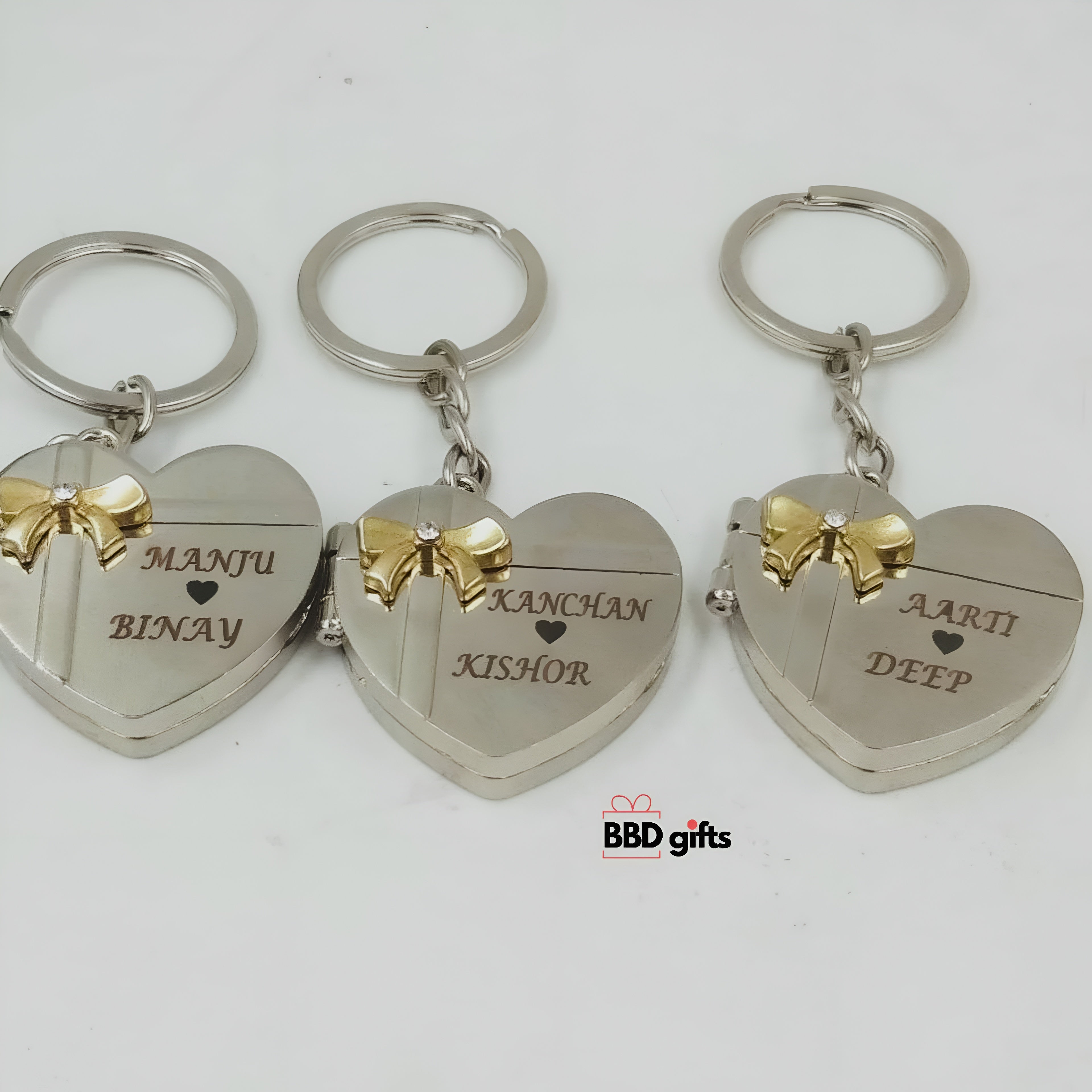 Customized Heart-Shaped Photo Keychain with Name Engraving | Gift for Couples