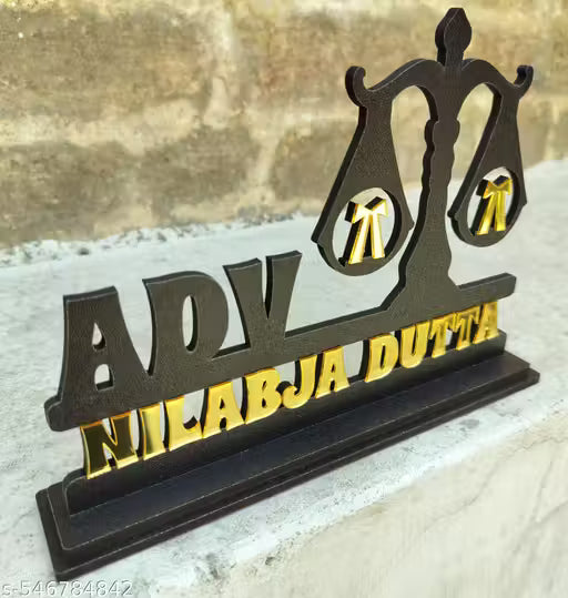 Custom Advocate Desk Nameplate – Scales of Justice Design (Wood & Acrylic)