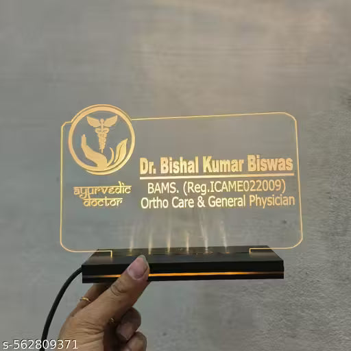 Personalized LED Acrylic Name Plate for Doctors – Illuminated Desk Sign (Custom Design)