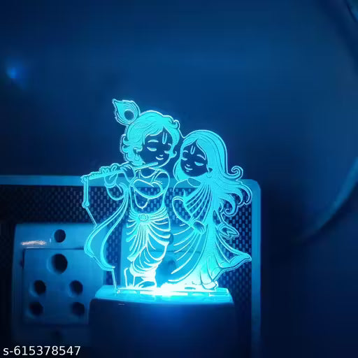 Radha Krishna 3D LED Acrylic Night Lamp – Spiritual Decorative Light for Bedroom & Gift