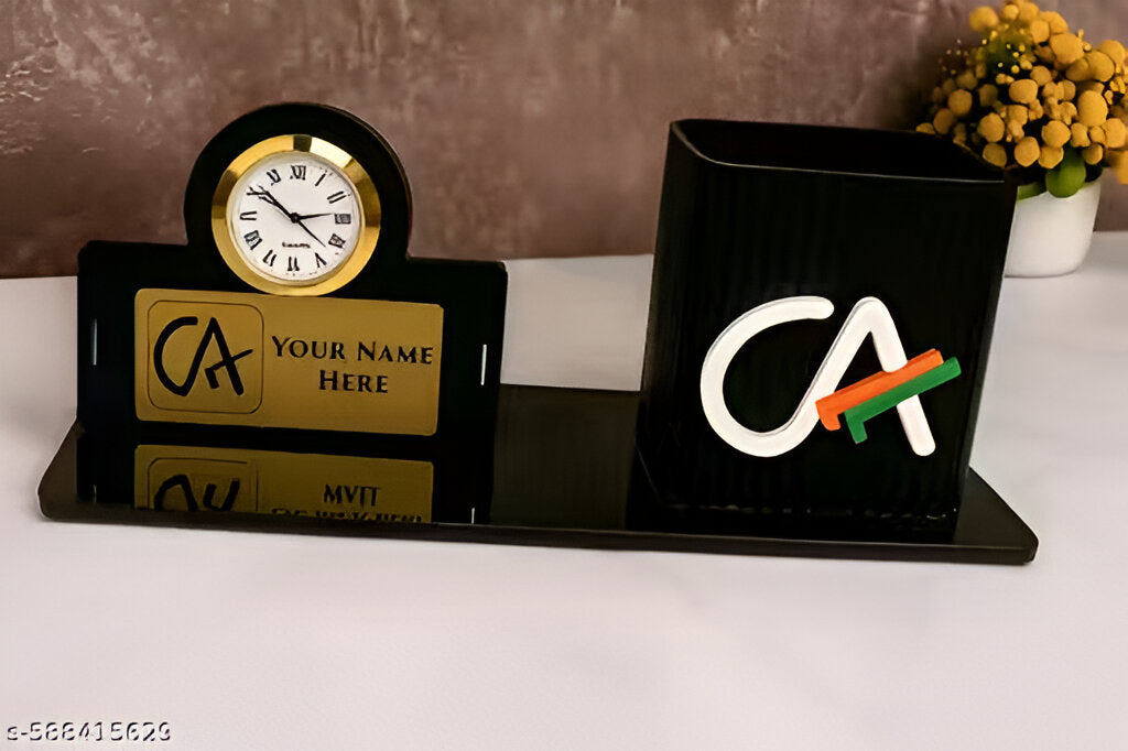 Custom CA Pen Stand with Name – Personalised Desk Holder for Chartered Accountants