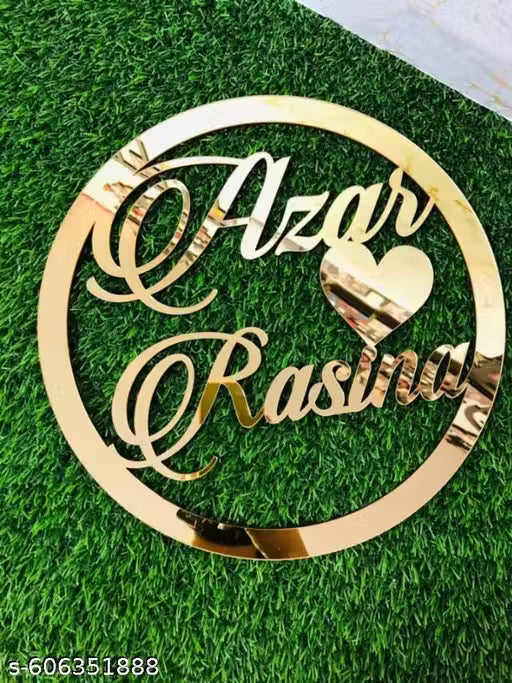 Round Acrylic Wall Name Decor – 12 Inch Custom text (Gold Finish)