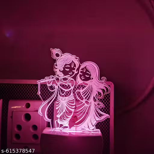 Radha Krishna 3D LED Acrylic Night Lamp – Spiritual Decorative Light for Bedroom & Gift