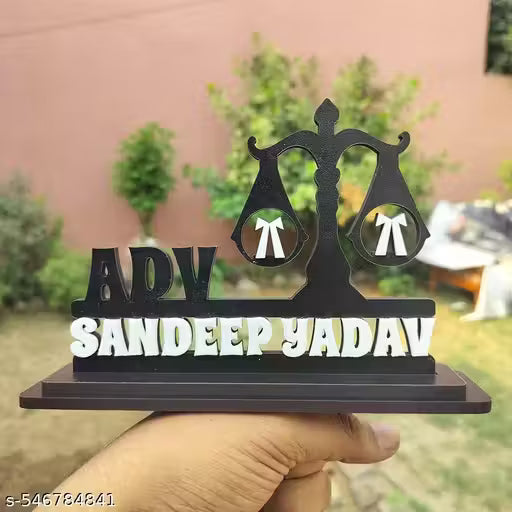 Custom Advocate Desk Nameplate – Scales of Justice Design (Wood & Acrylic)