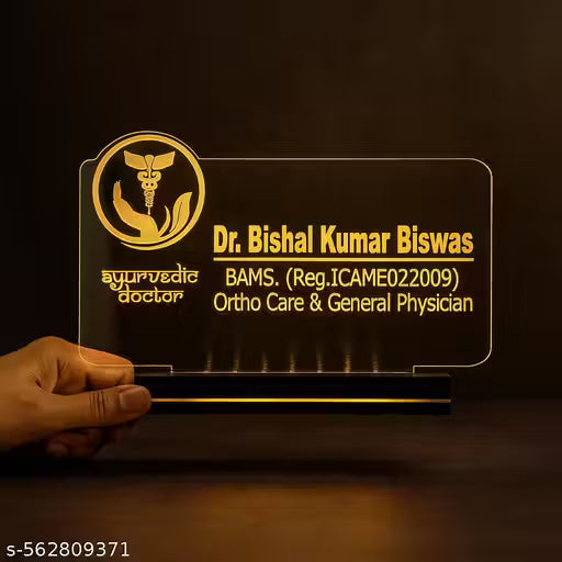 Personalized LED Acrylic Name Plate for Doctors – Illuminated Desk Sign (Custom Design)