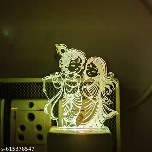 Radha Krishna 3D LED Acrylic Night Lamp – Spiritual Decorative Light for Bedroom & Gift